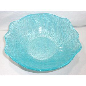 Beautiful Turquoise Catch All Decorative Glass Bowl 8"